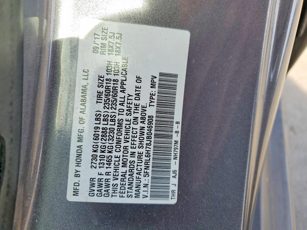 2018 HONDA ODYSSEY