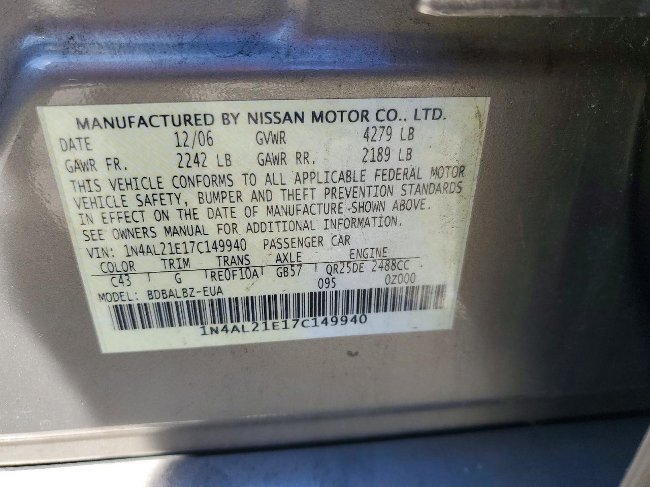 2007 NISSAN ALTIMA