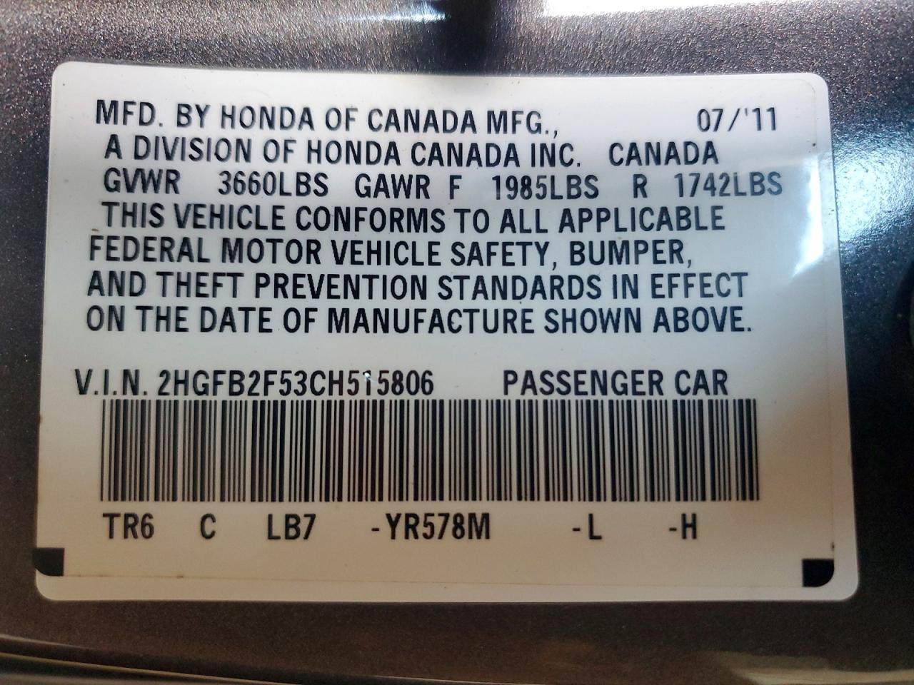 2012 HONDA CIVIC