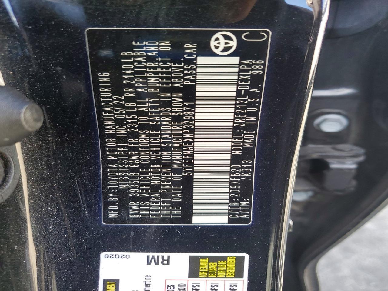 2022 TOYOTA COROLLA