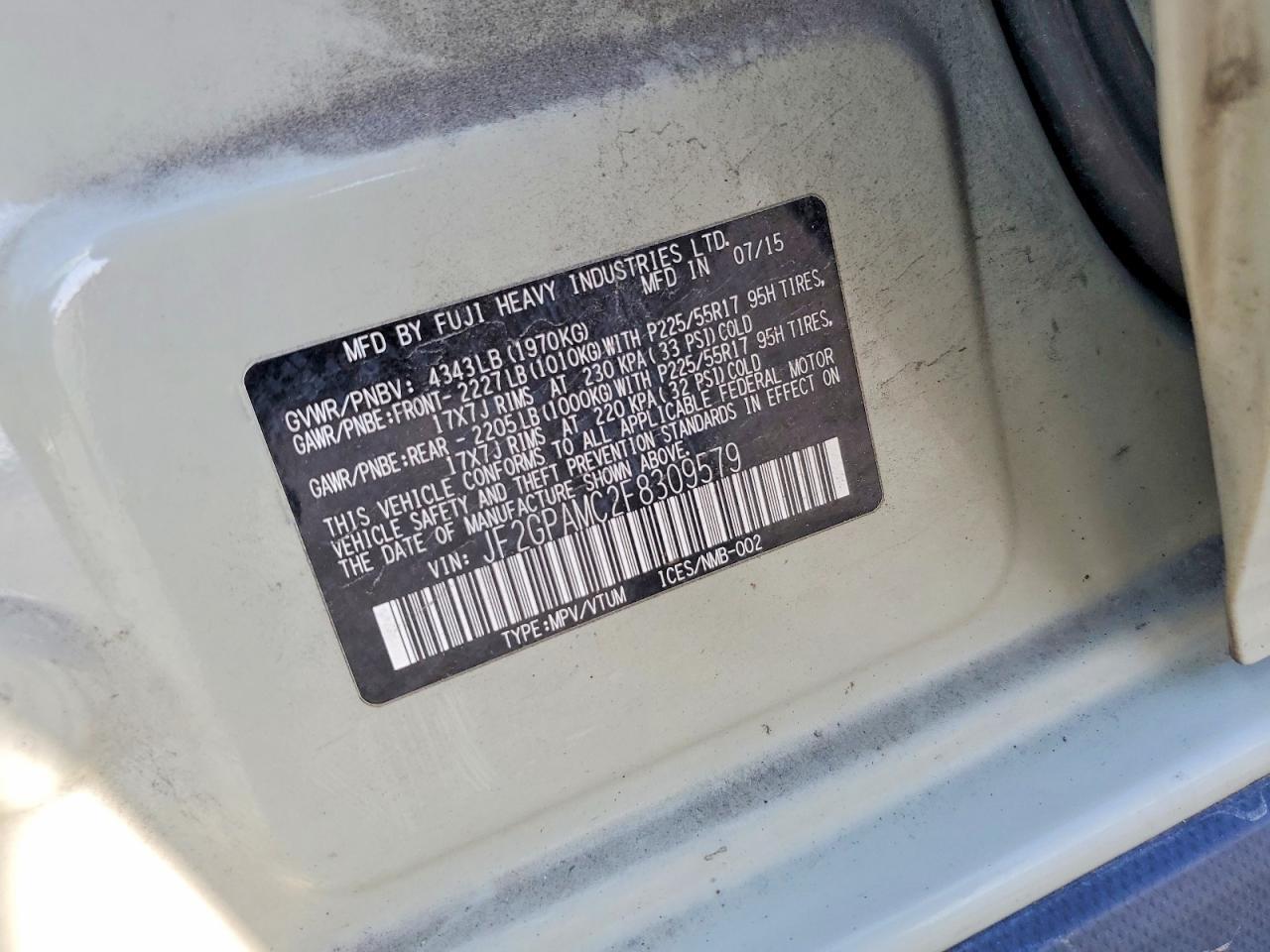 2015 SUBARU XV Crosstrek