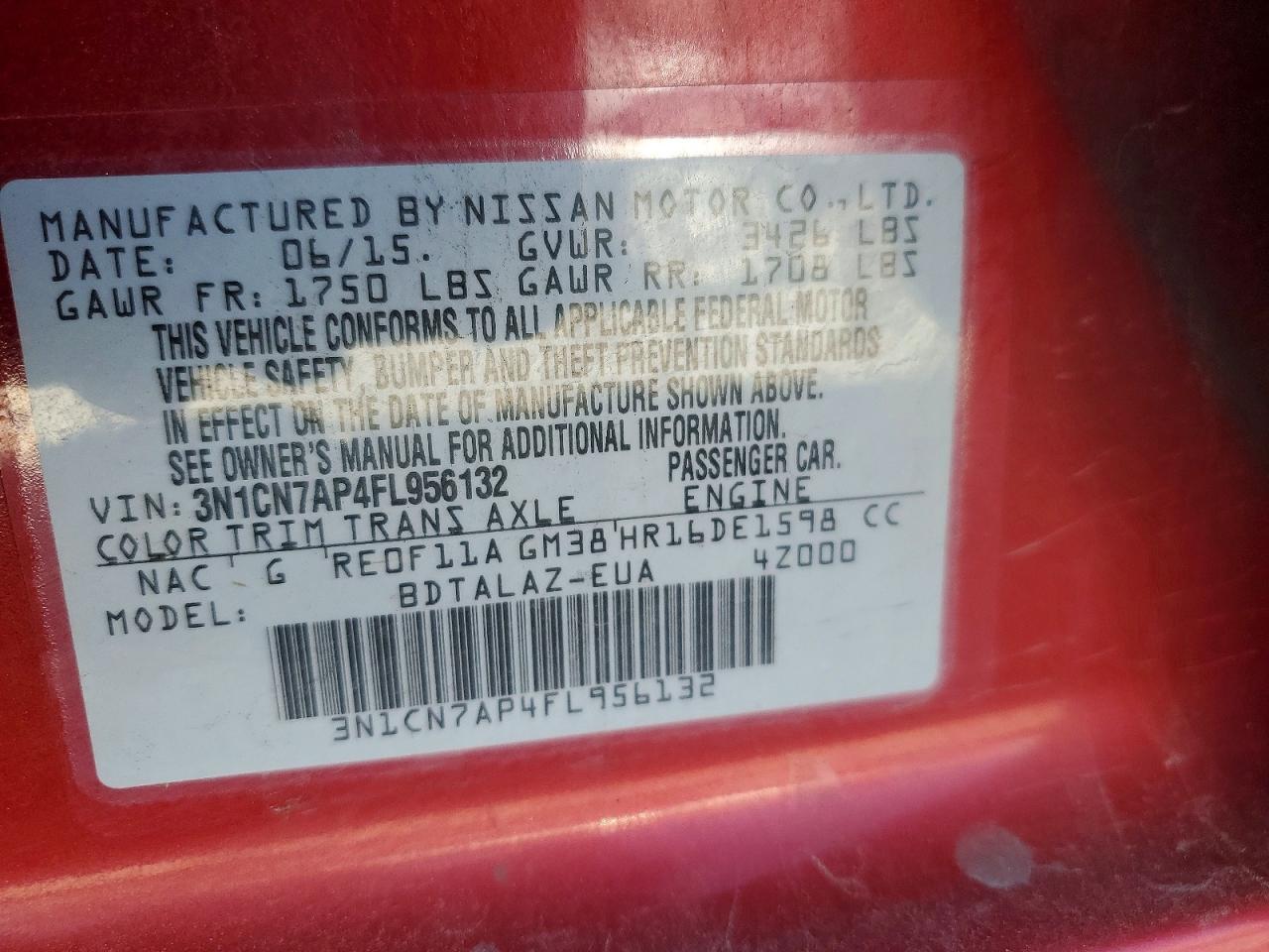 2015 NISSAN VERSA