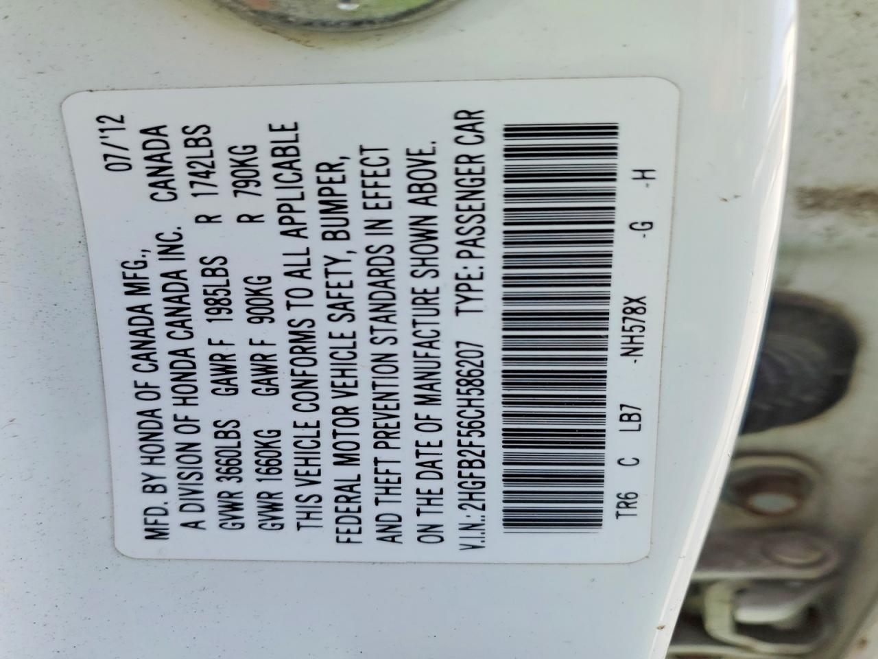 2012 HONDA CIVIC