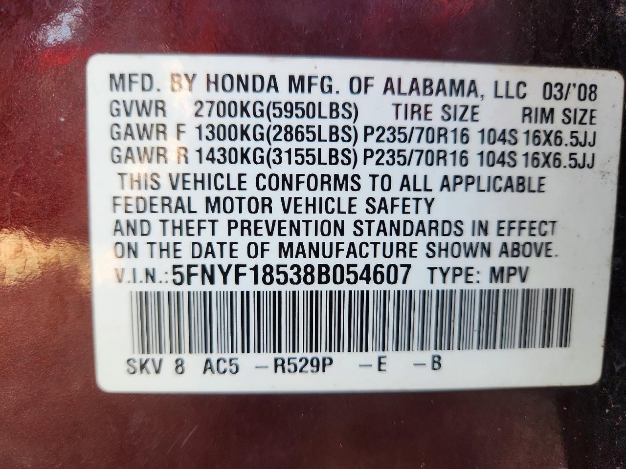2008 HONDA PILOT