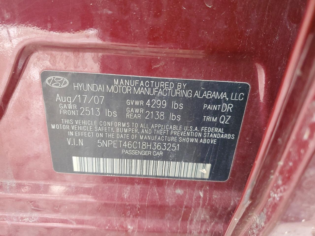 2008 HYUNDAI SONATA