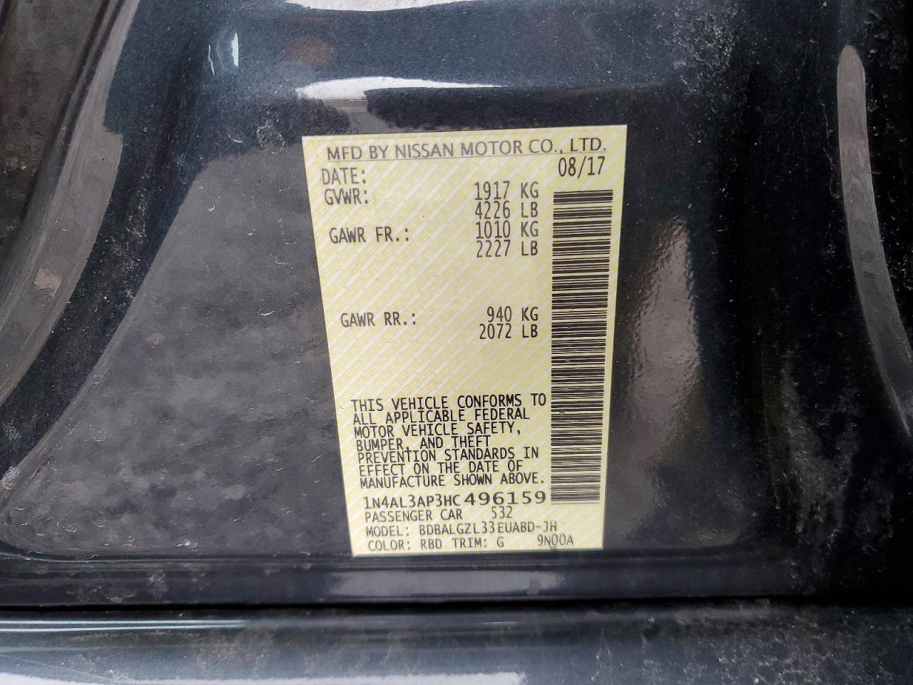 2017 NISSAN ALTIMA