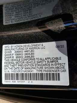 2022 HONDA ACCORD