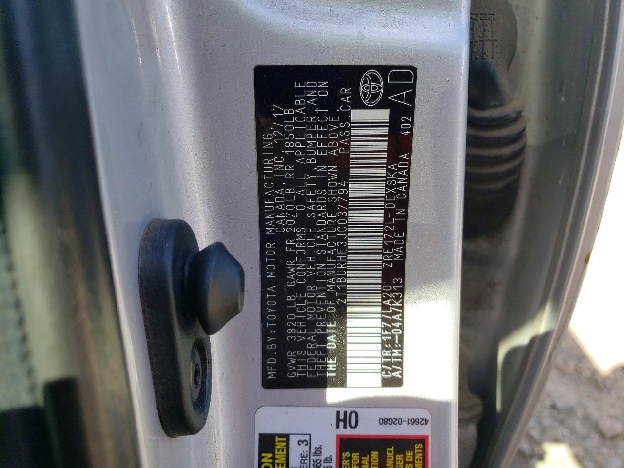2018 TOYOTA COROLLA