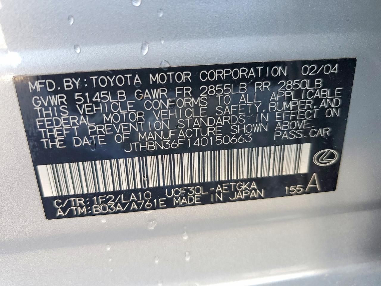 2004 LEXUS Ls 430