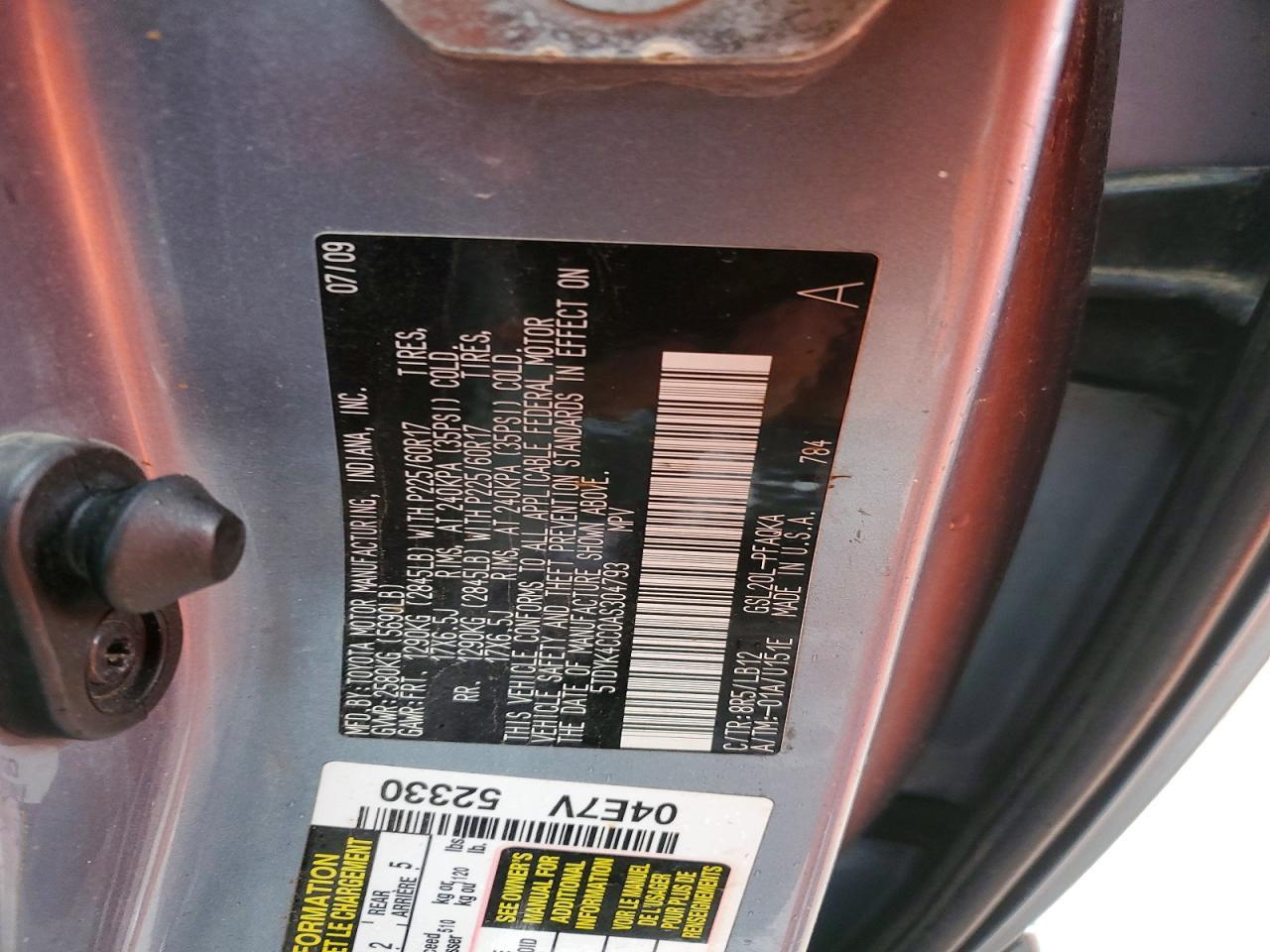 2010 TOYOTA SIENNA