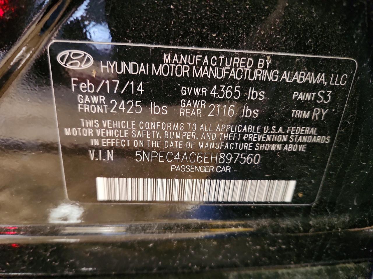 2014 HYUNDAI SONATA