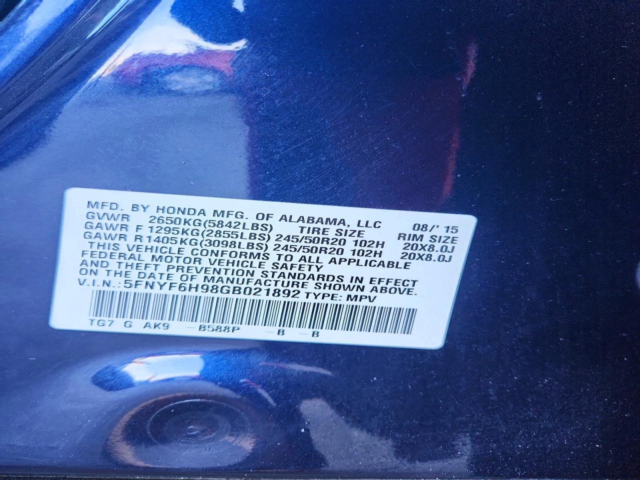 2016 HONDA PILOT