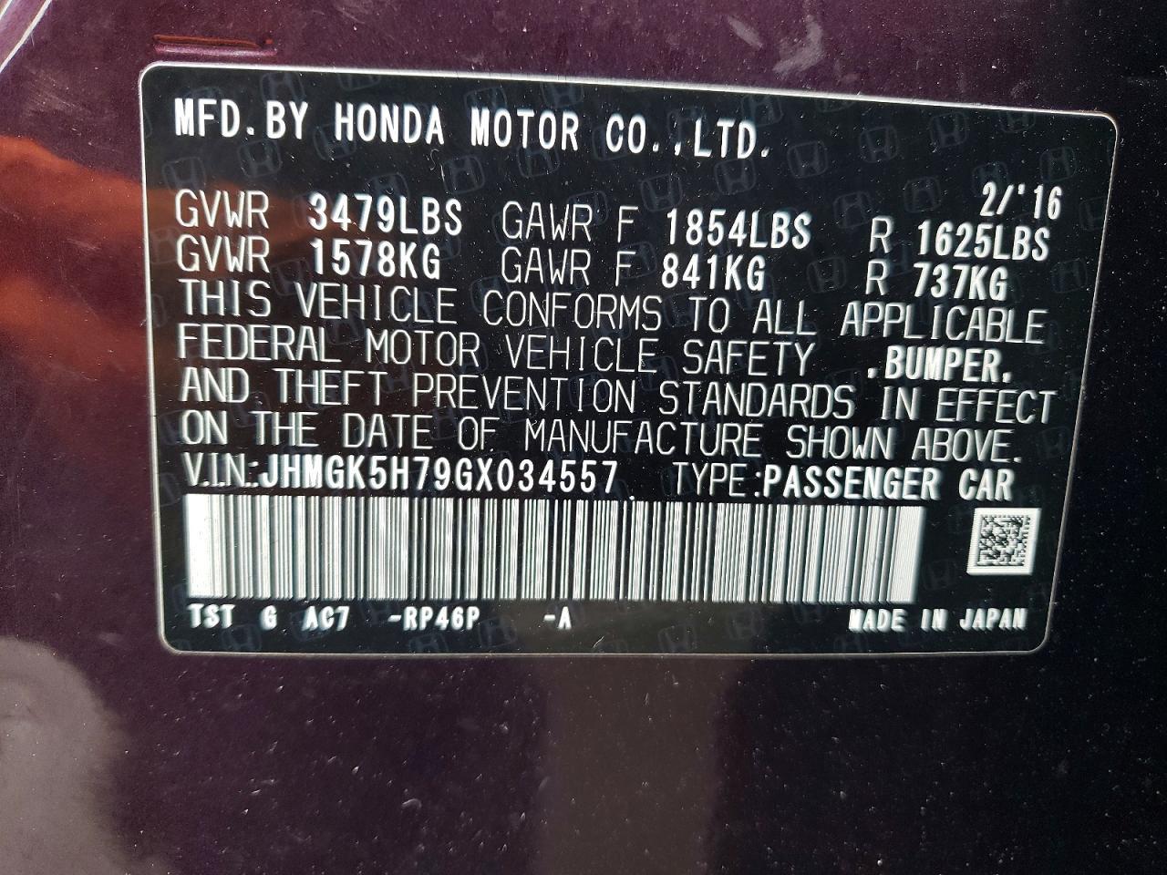 2016 HONDA FIT
