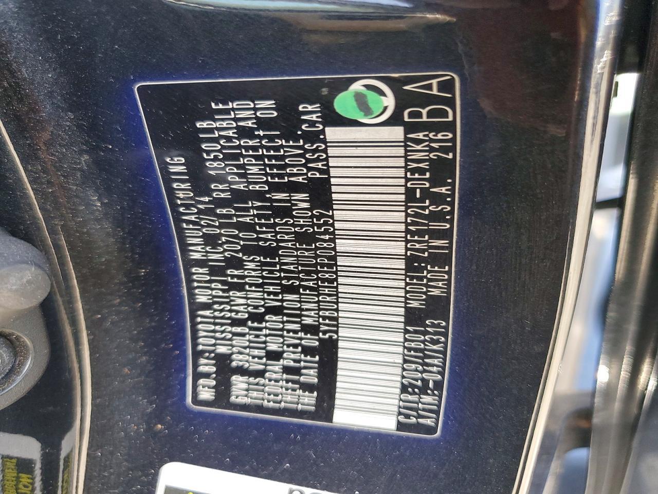 2014 TOYOTA COROLLA