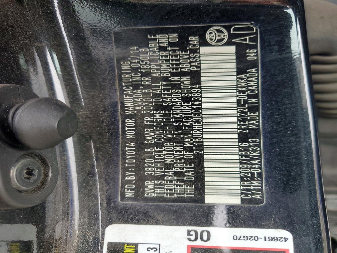 2014 TOYOTA COROLLA