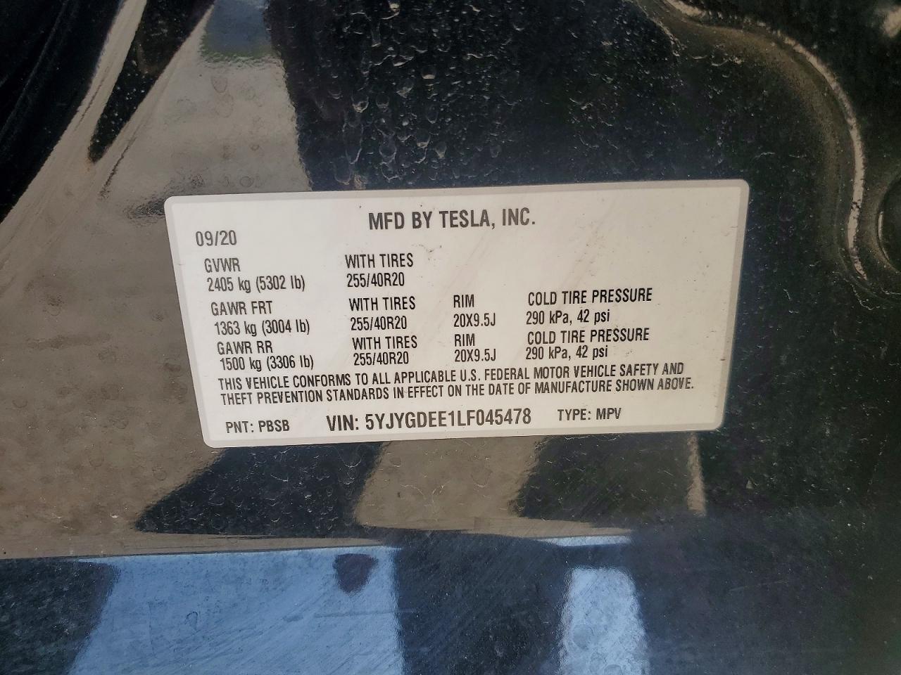 2020 TESLA MODEL Y