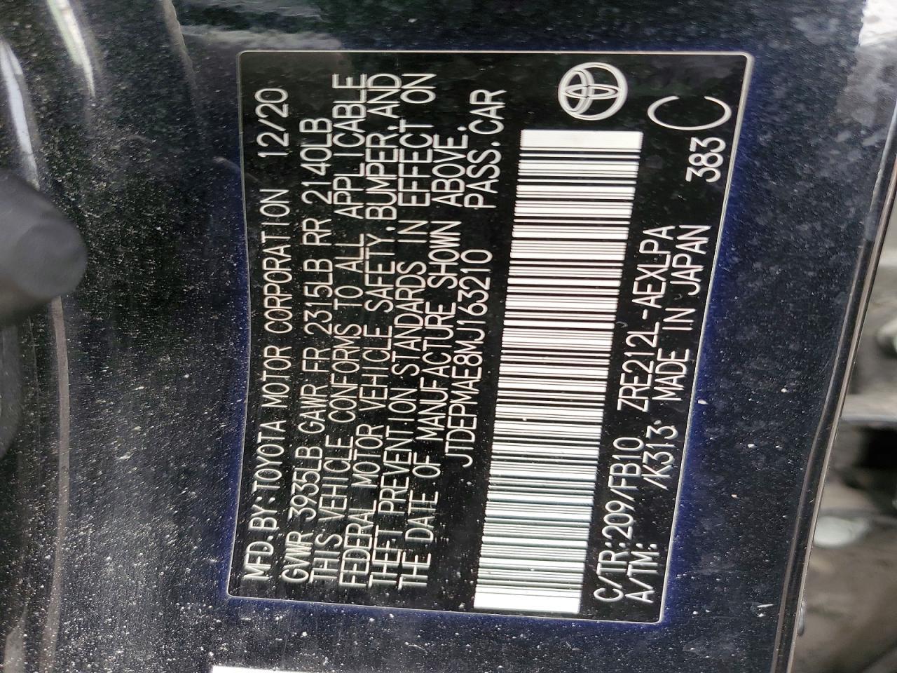 2021 TOYOTA COROLLA