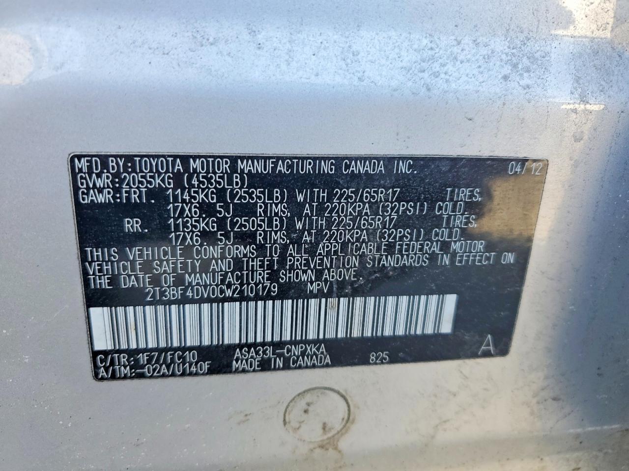 2012 TOYOTA RAV4