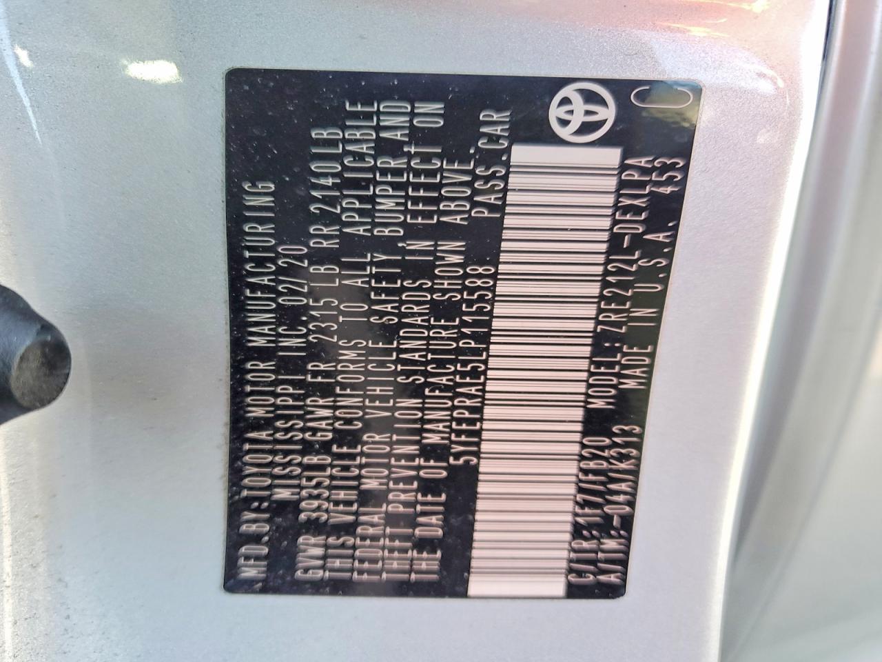 2020 TOYOTA COROLLA