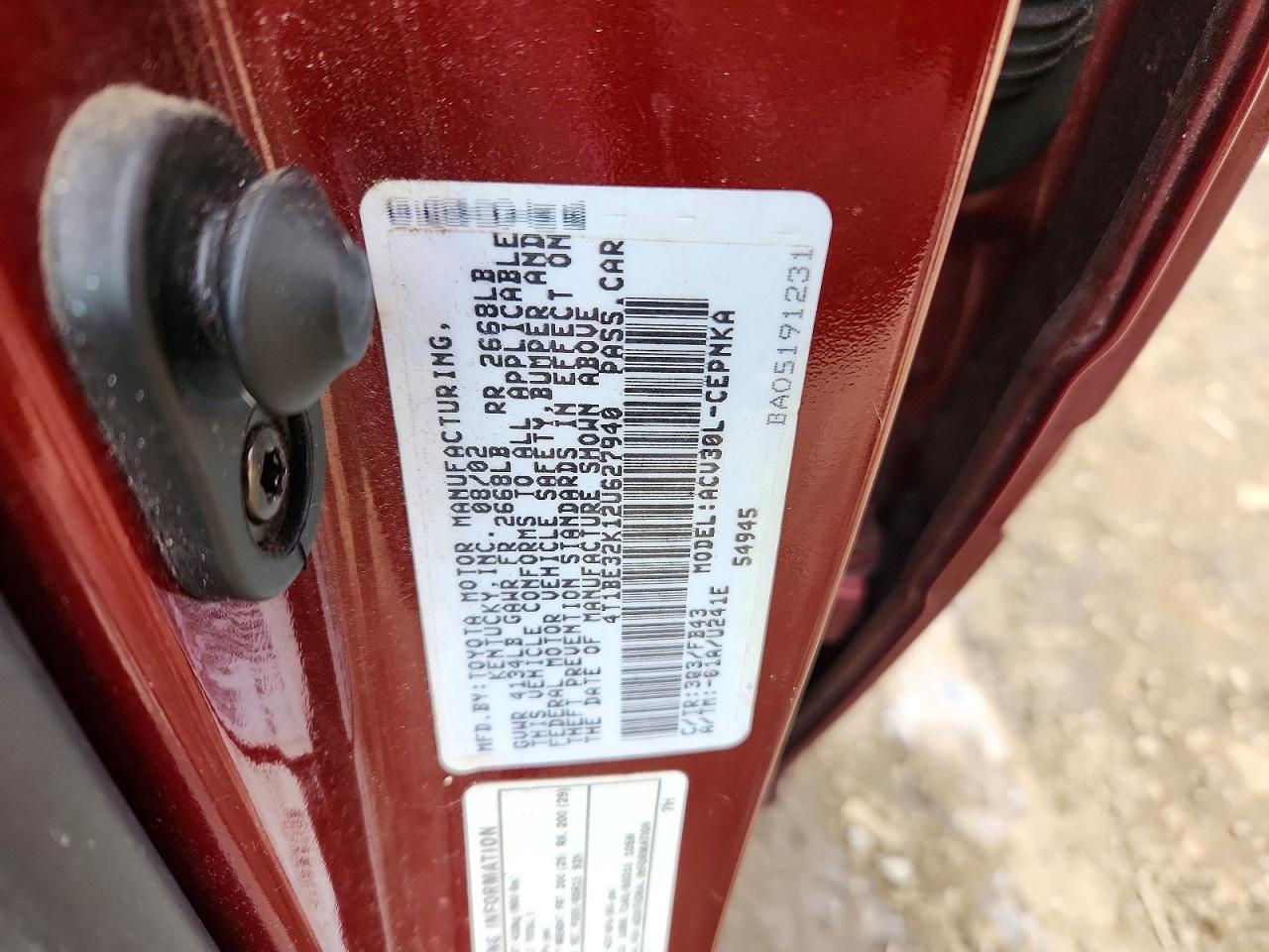 2002 TOYOTA CAMRY