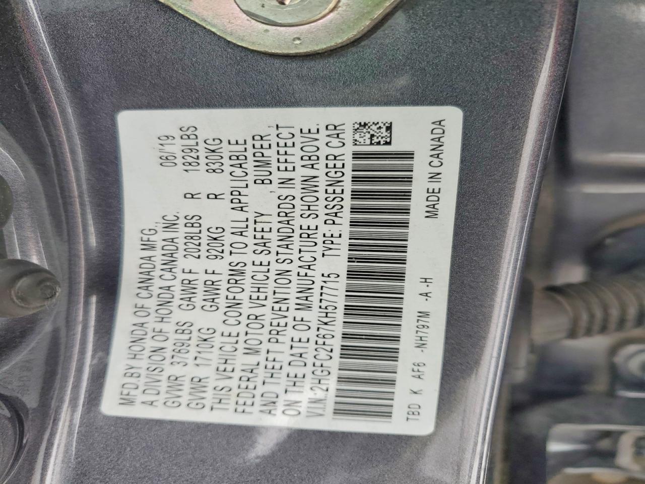 2019 HONDA CIVIC