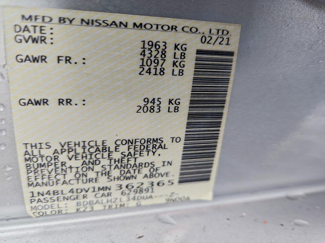 2021 NISSAN ALTIMA