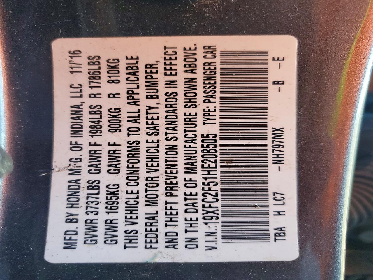 2017 HONDA CIVIC
