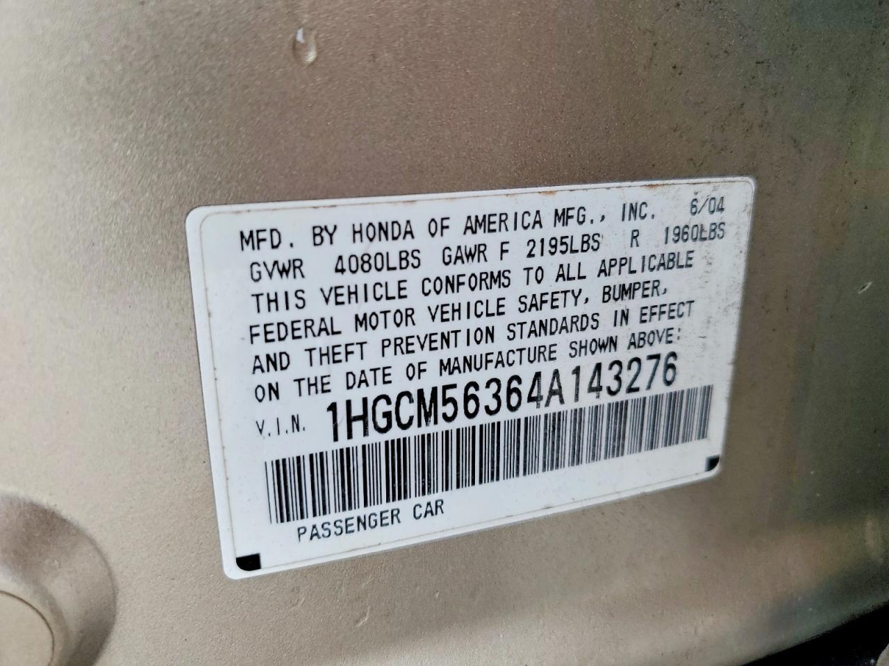 2004 HONDA ACCORD