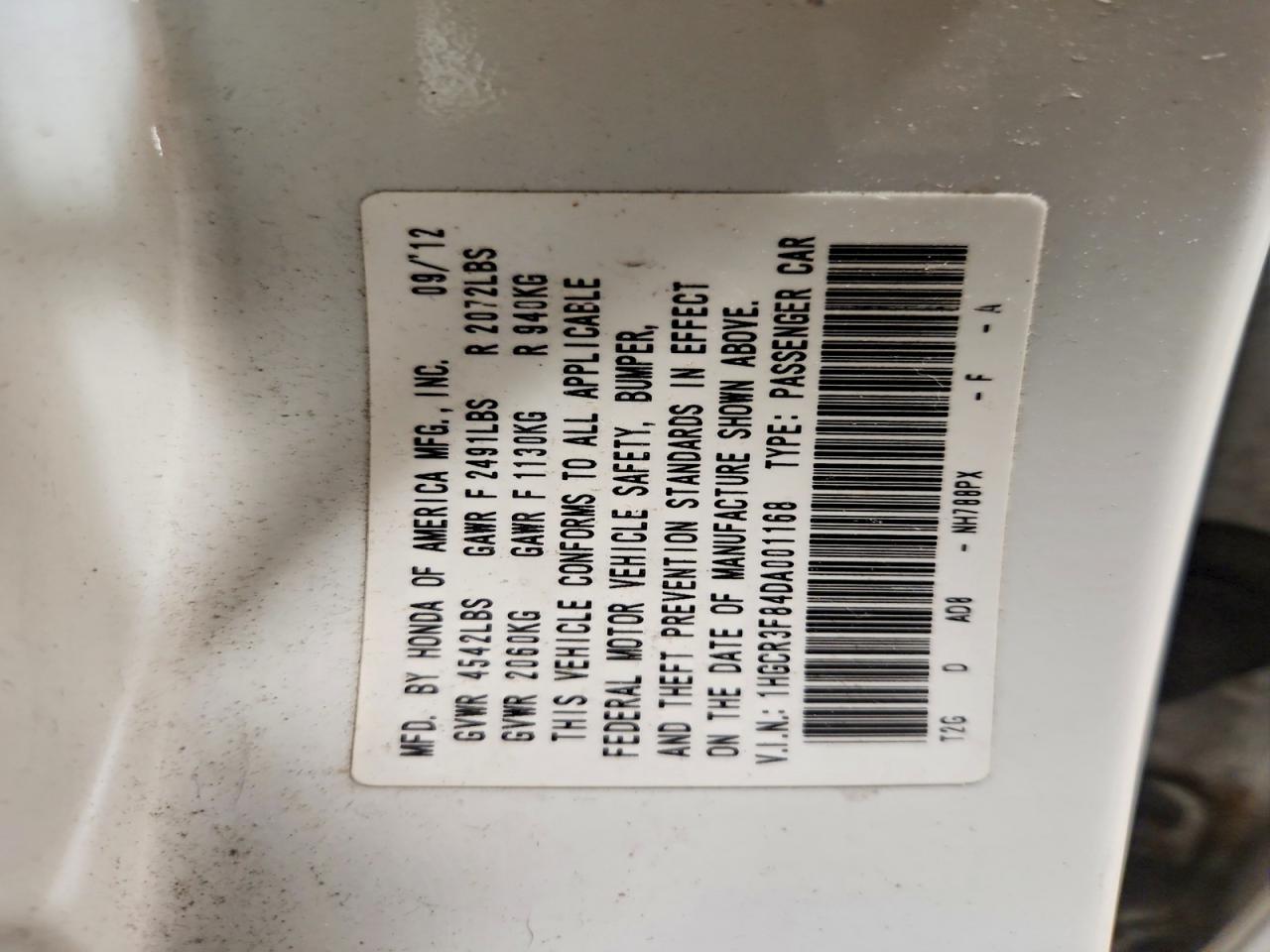 2013 HONDA ACCORD