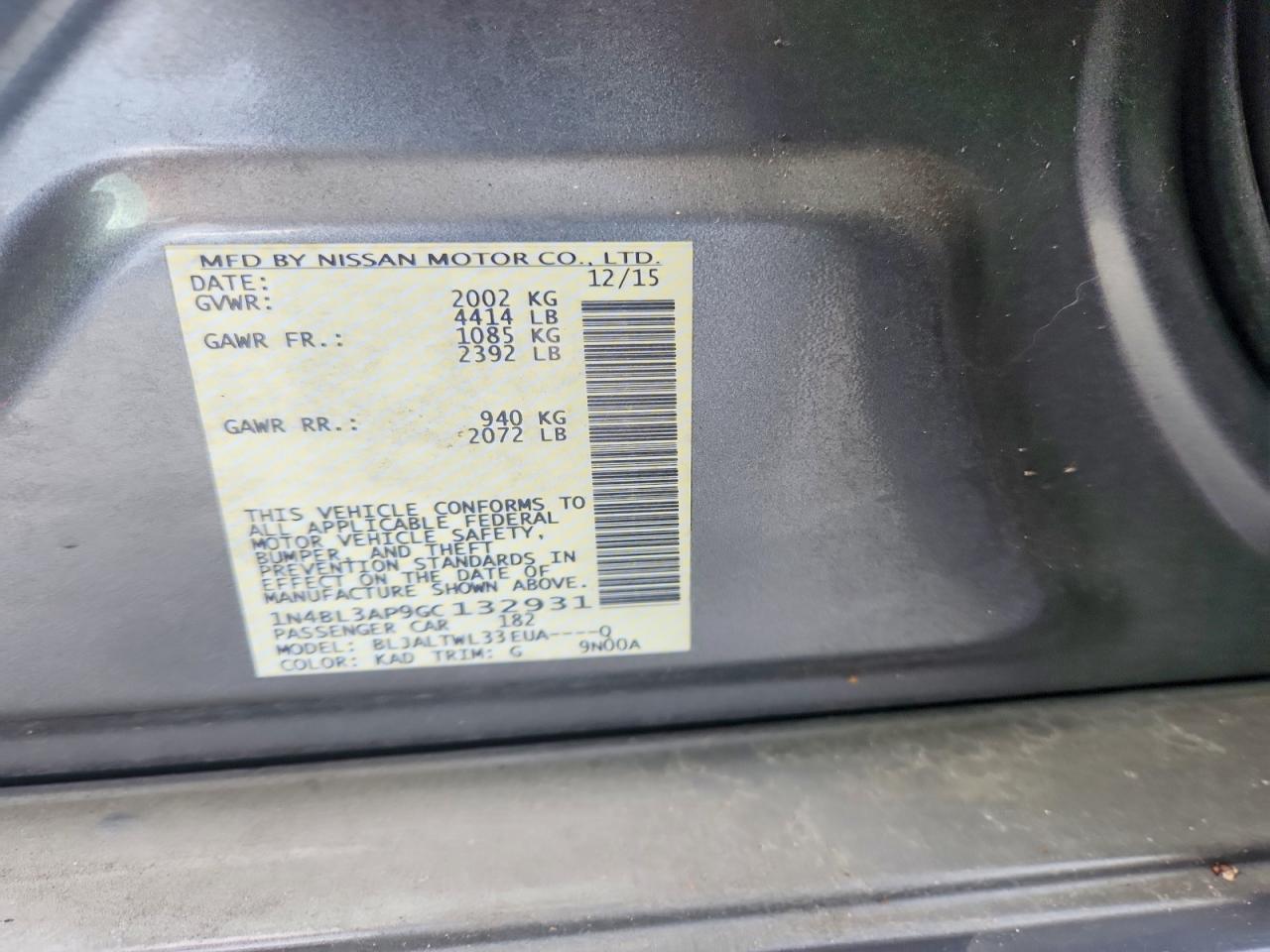 2016 NISSAN ALTIMA