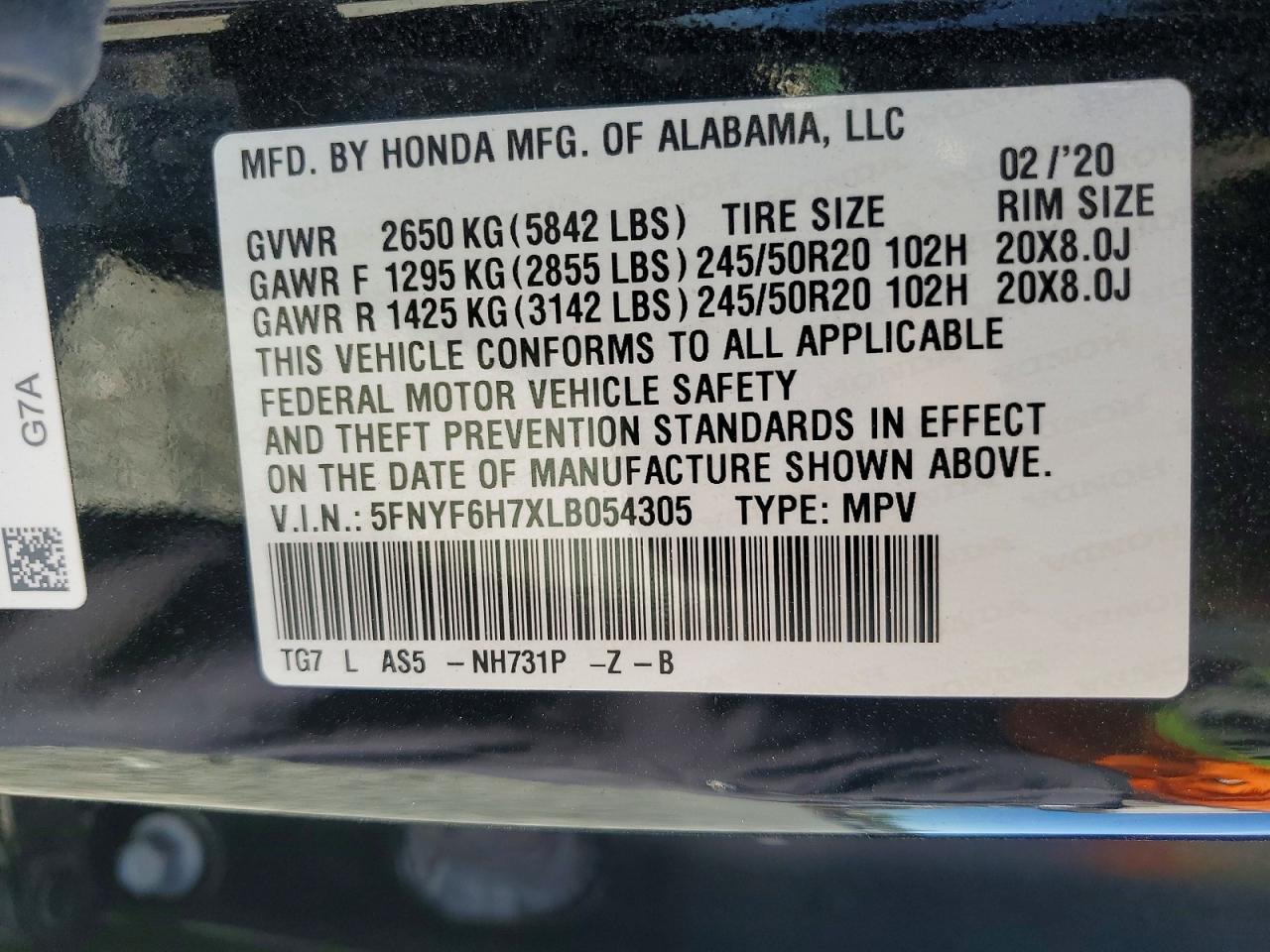 2020 HONDA PILOT