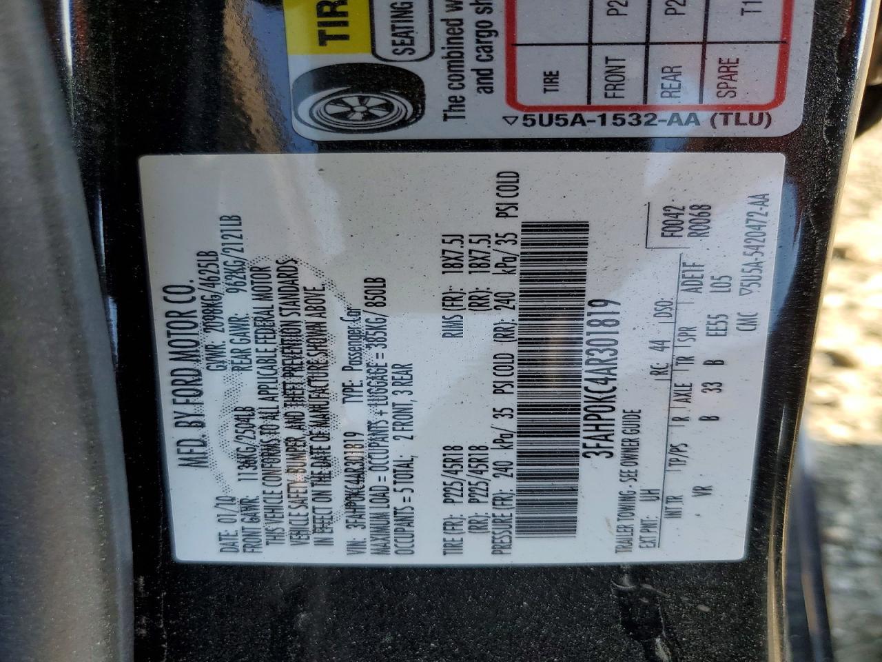 2010 FORD FUSION