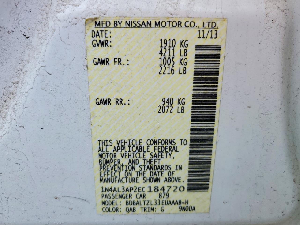 2014 NISSAN ALTIMA