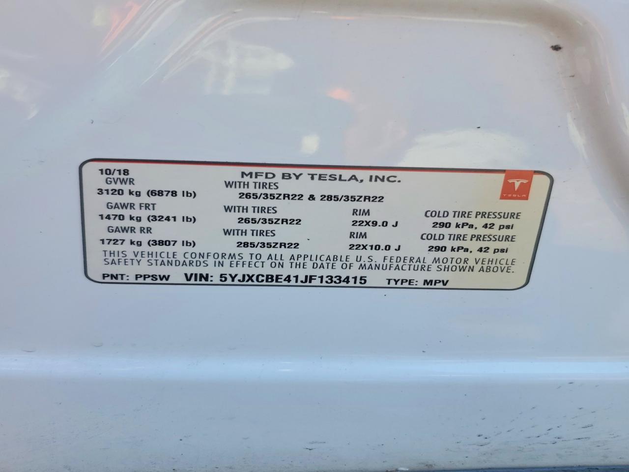 2018 TESLA MODEL X