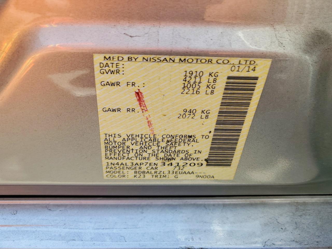 2014 NISSAN ALTIMA