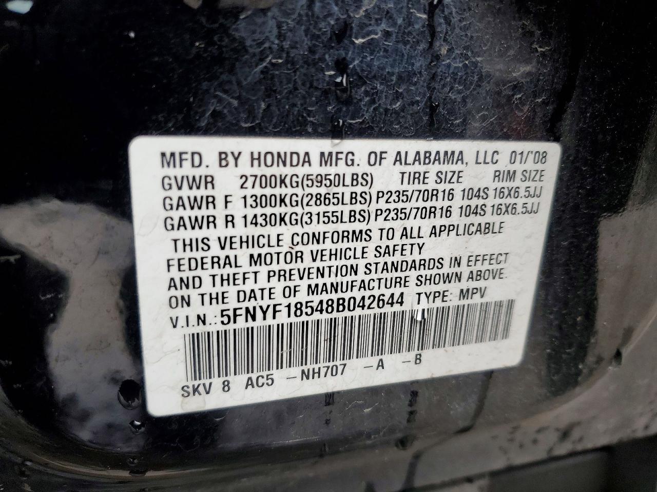 2008 HONDA PILOT