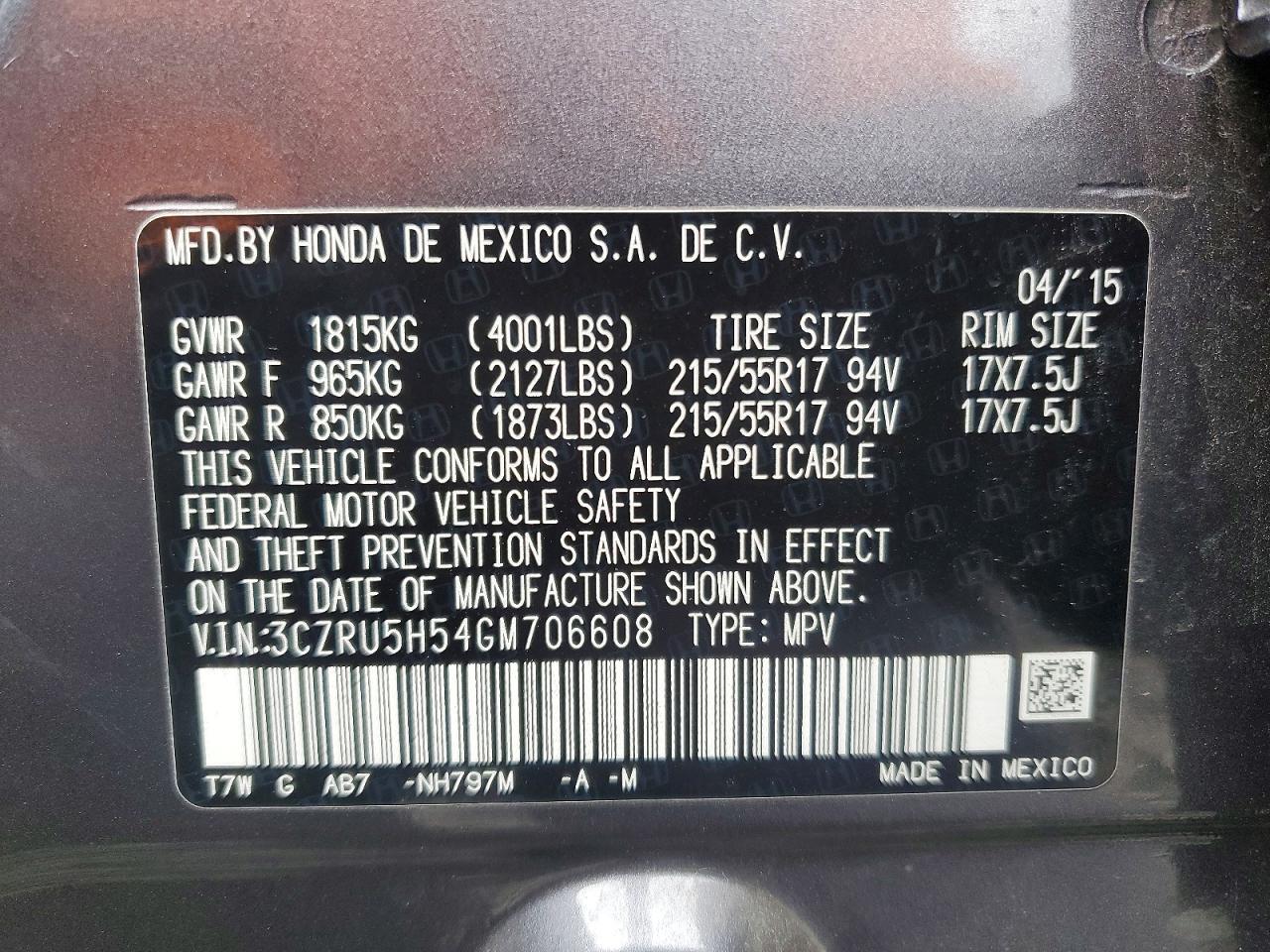 2016 HONDA HR-V
