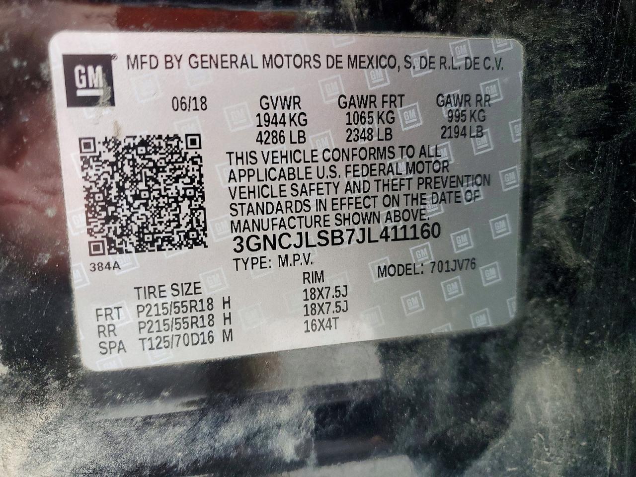 2018 CHEVROLET TRAX