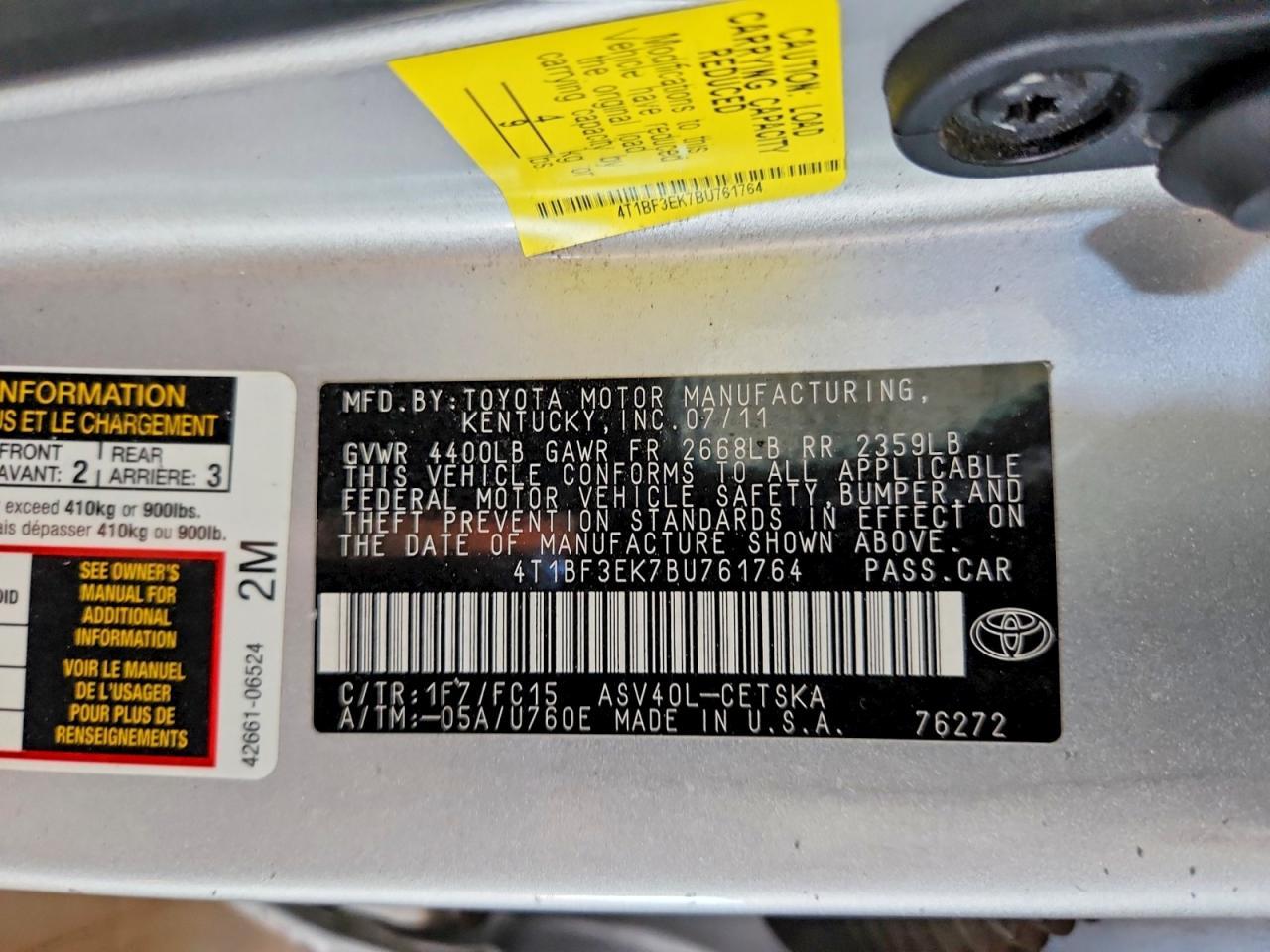 2011 TOYOTA CAMRY