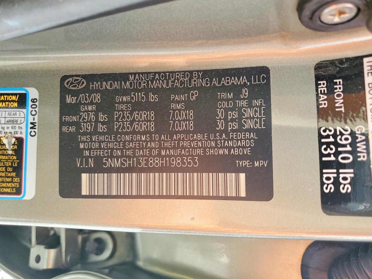 2008 HYUNDAI SANTA FE