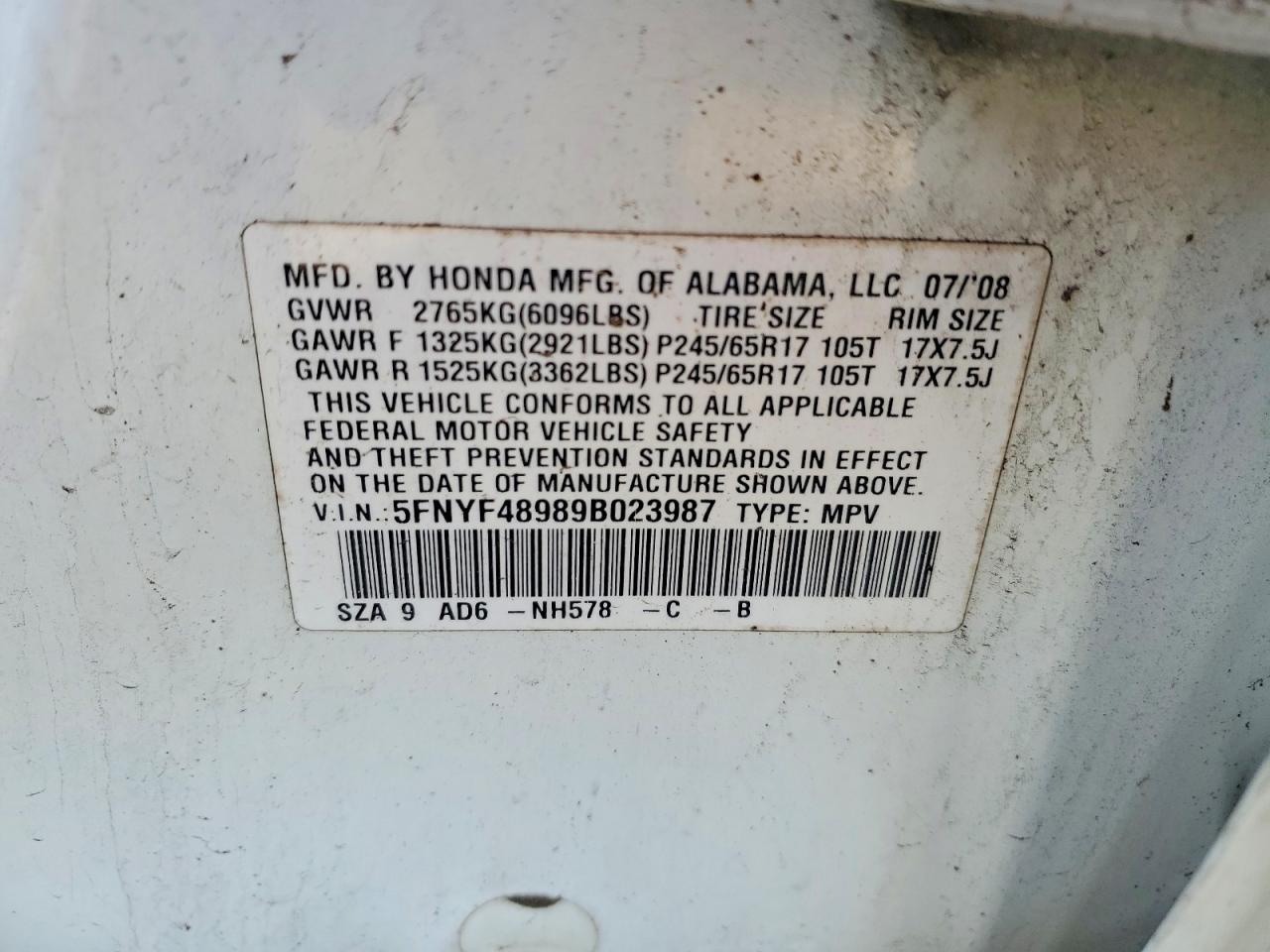2009 HONDA PILOT