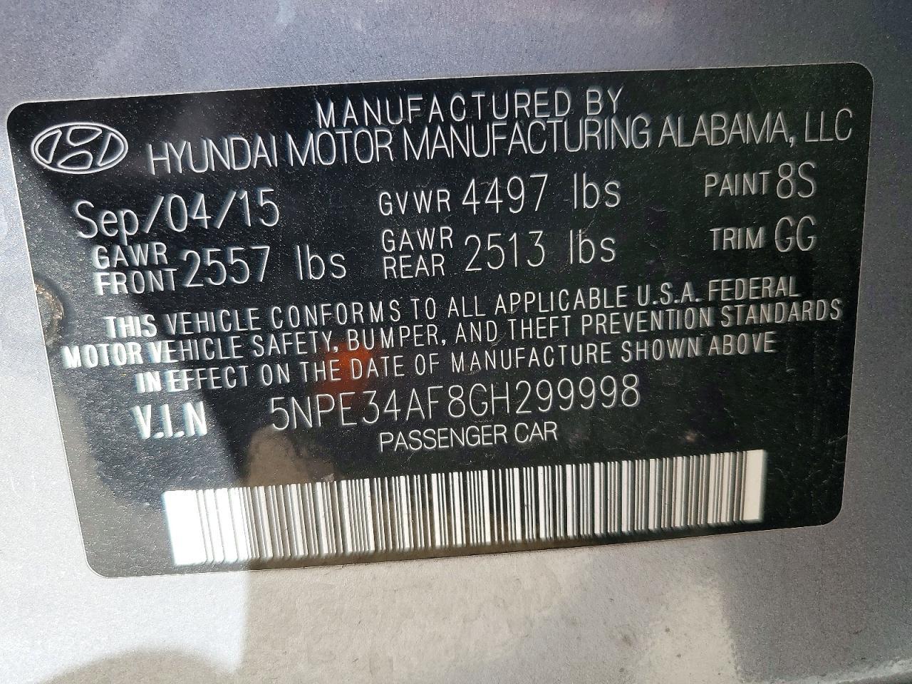 2016 HYUNDAI SONATA
