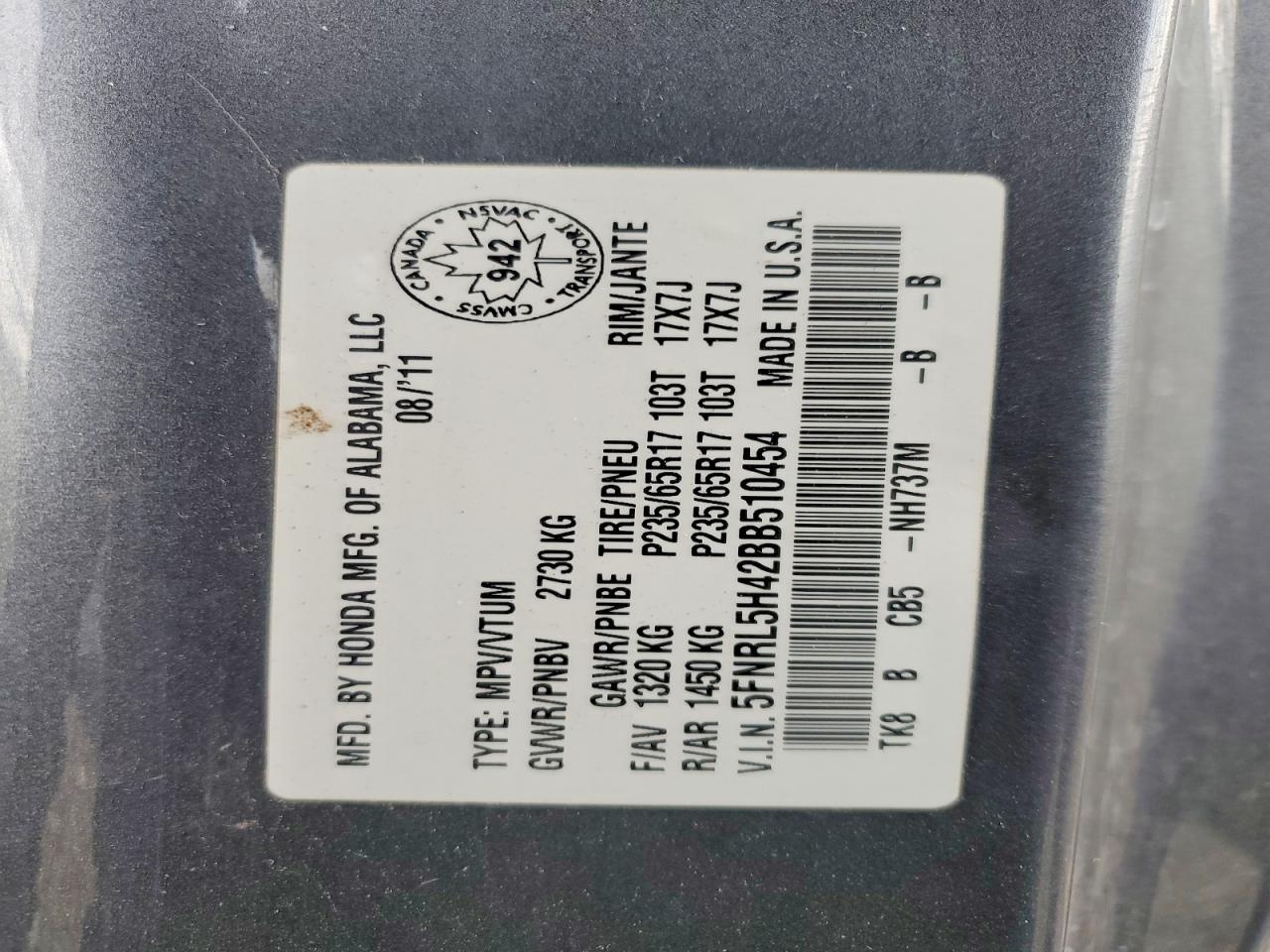 2011 HONDA ODYSSEY
