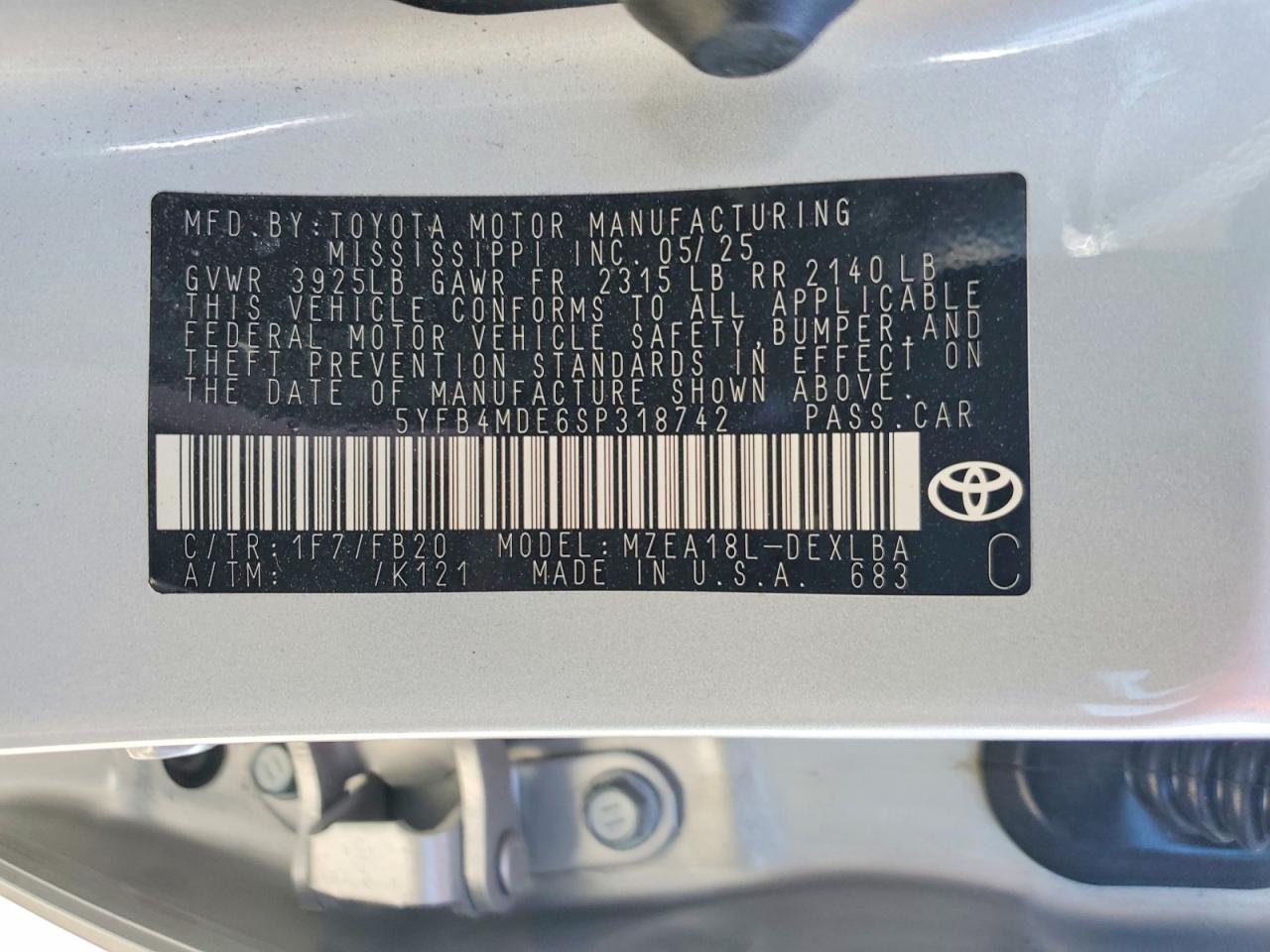 2025 TOYOTA COROLLA