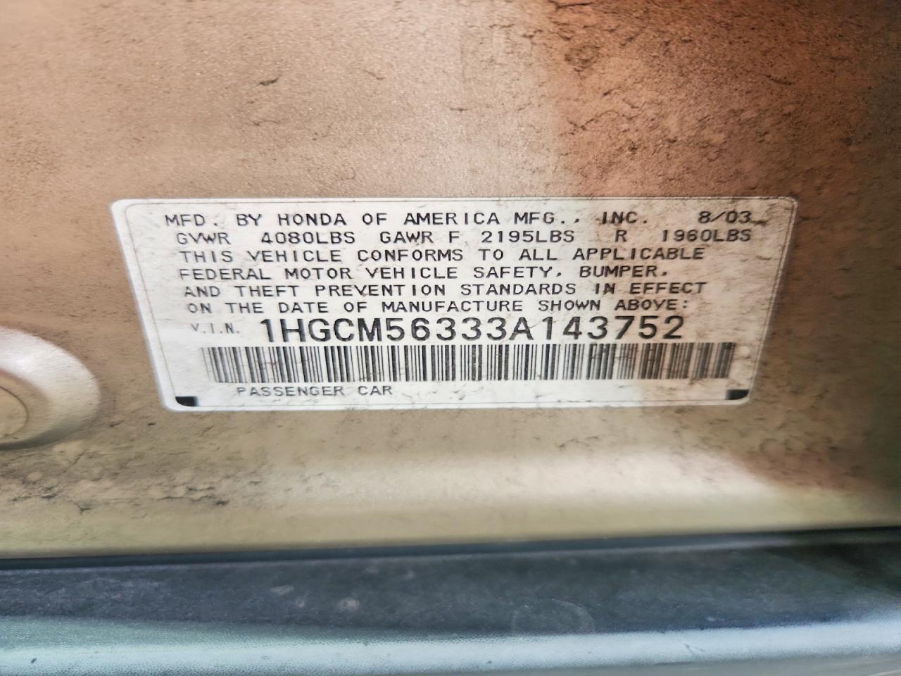 2003 HONDA ACCORD