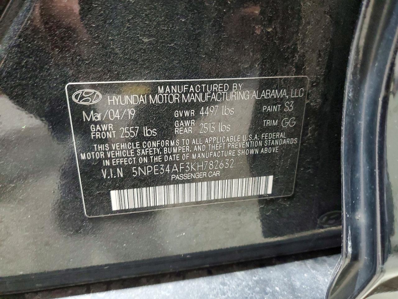 2019 HYUNDAI SONATA