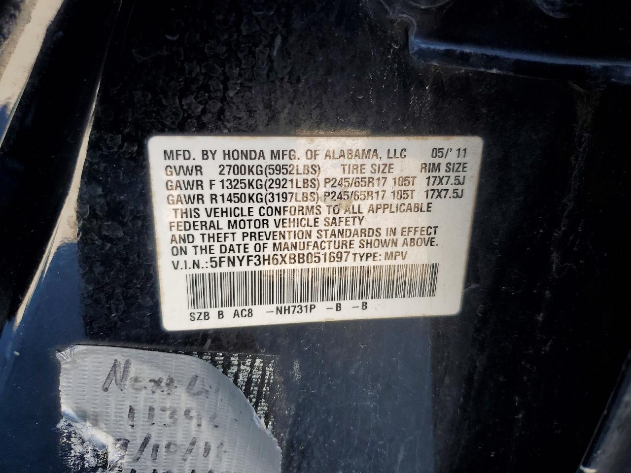 2011 HONDA PILOT