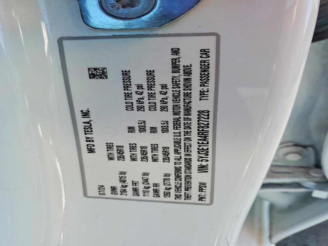 2024 TESLA MODEL 3