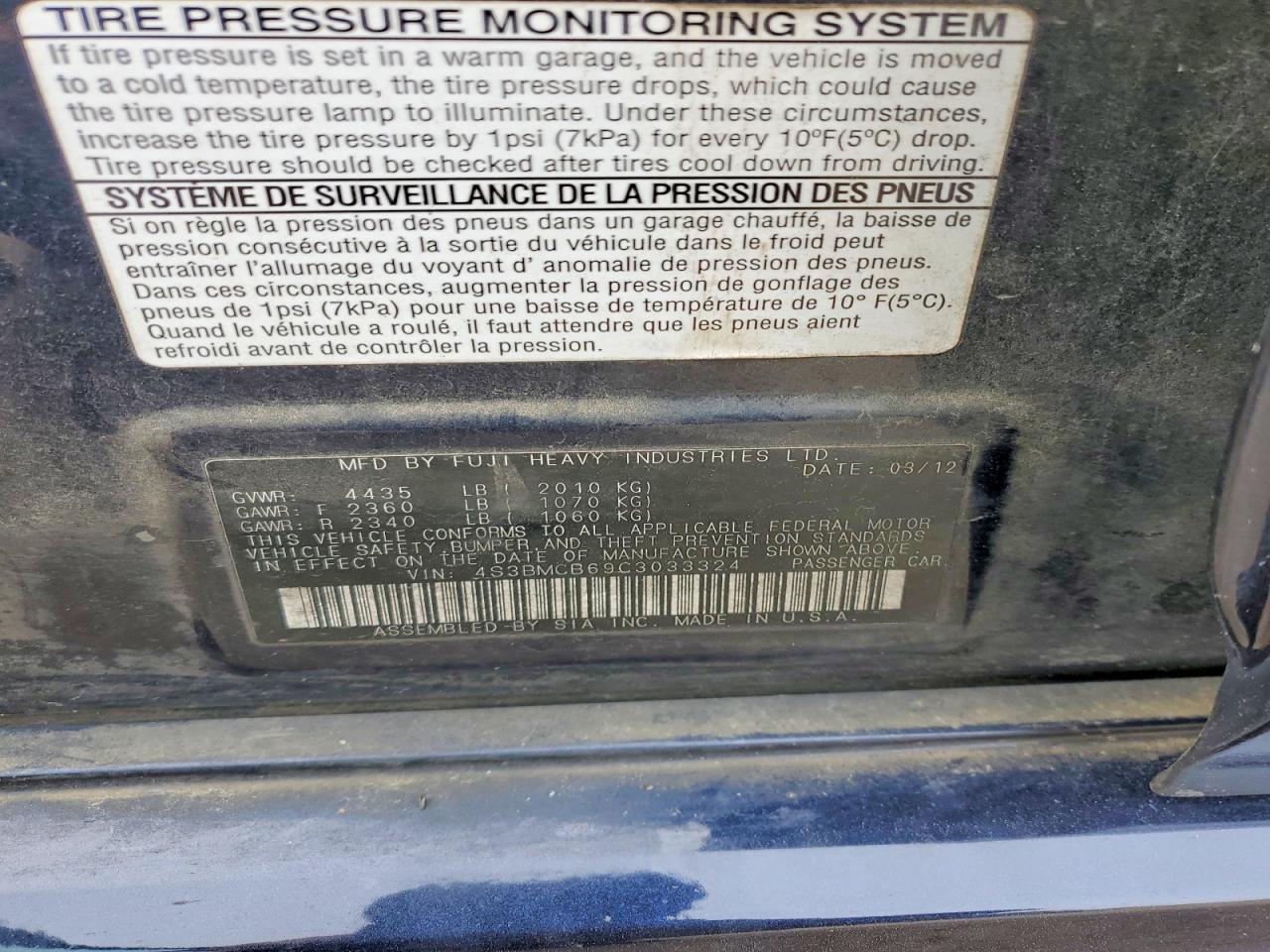 2012 SUBARU Legacy