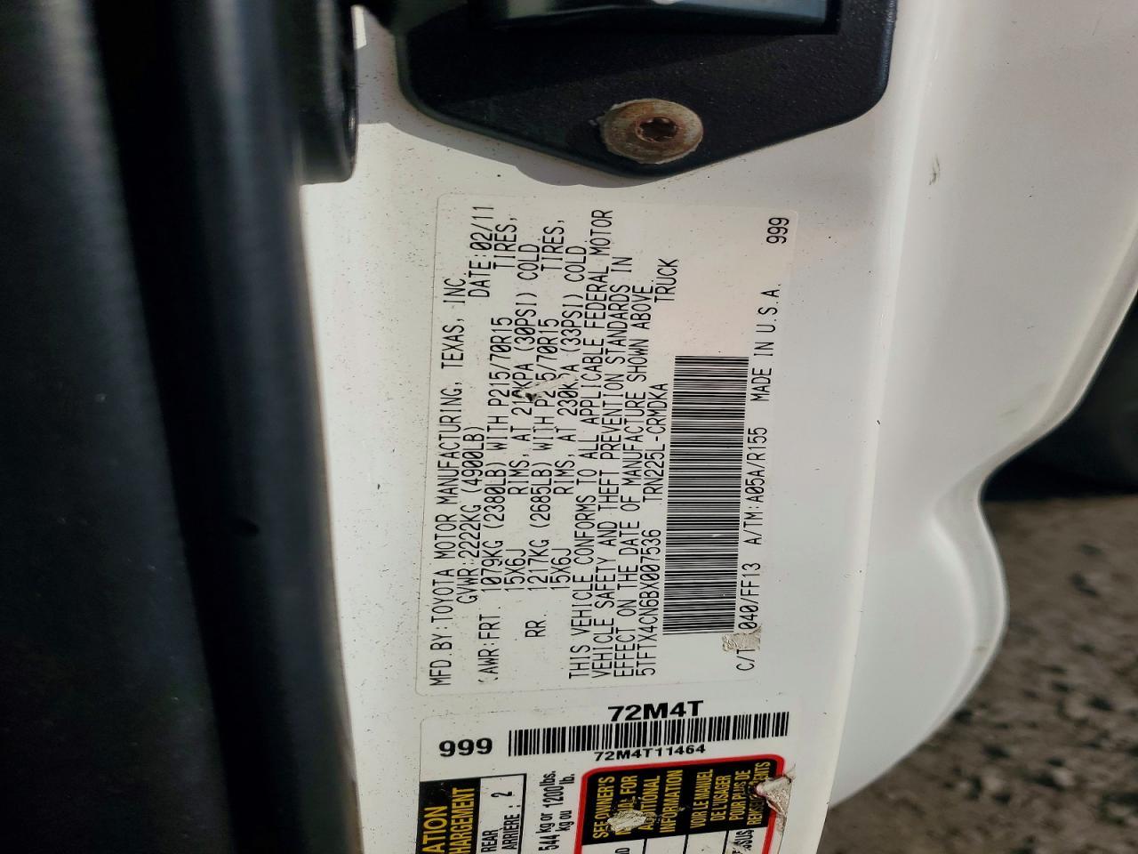 2011 TOYOTA TACOMA